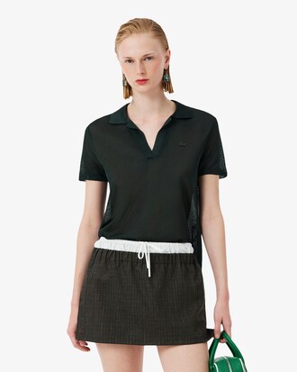 여성 샤이니 허니콤 피케 슬림 니트 폴로