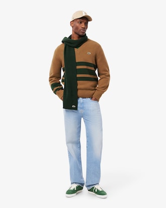 스트라이프 브이넥 스웨터