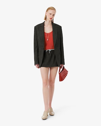 여성 샤이니 실크 피케 탱크탑