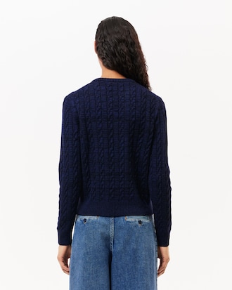 울혼방 케이블 크루넥 스웨터