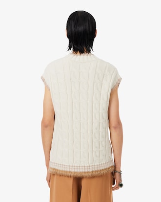 빅 케이블 슬리브리스 울 스웨터