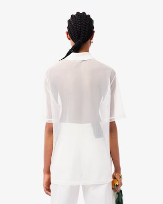 오버사이즈 메시 롱슬리브 폴로 셔츠