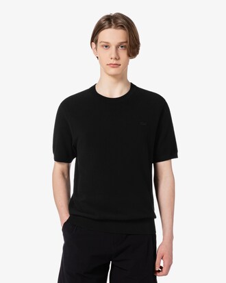 솔리드 반팔 크루넥 스웨터