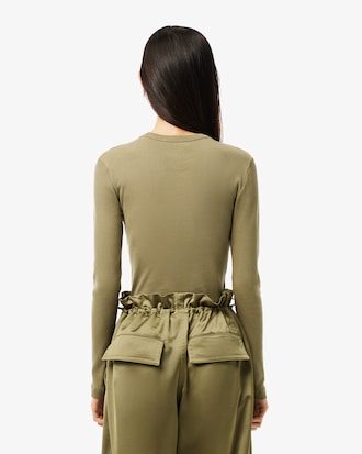 립조직 슬림핏 긴팔 티셔츠