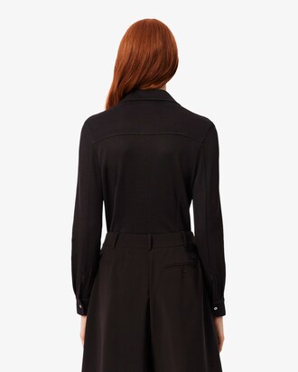 샤이니 피케 긴팔 폴로 셔츠