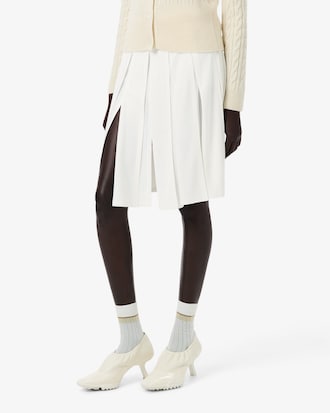 크레이프 플루이드 니 랭스 플리츠 스커트