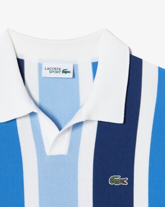 스트라이프 반팔 폴로 스웨터