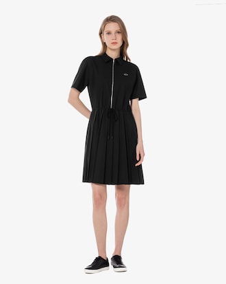 카라 반팔 우븐 드레스