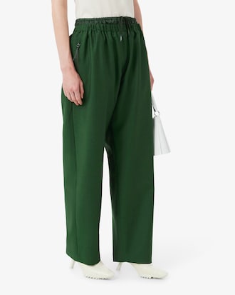 여성 울 트윌 더블 웨이스트 트랙 팬츠