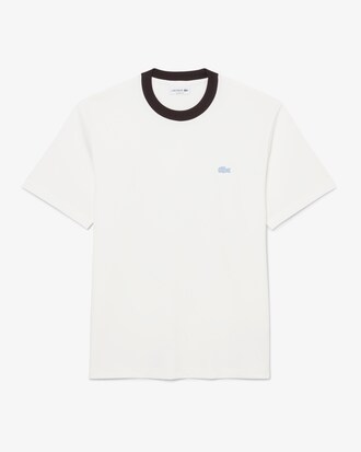 넥 배색 컬러 크록 반팔 티셔츠