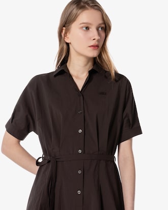 플레어 반팔 셔츠 드레스