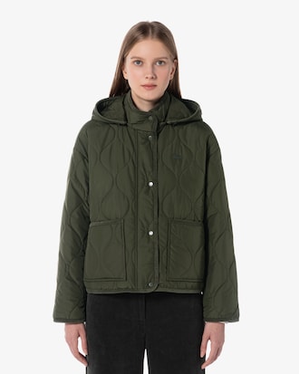 크롭 웨이브 퀼팅 점퍼