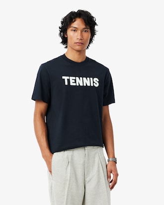 테니스 레터링 그래픽 반팔 티셔츠