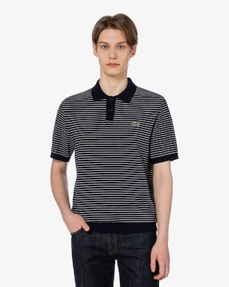 스트라이프 반팔 스웨터 폴로 셔츠