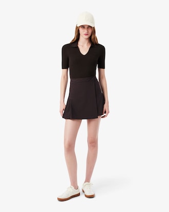 울 블렌디드 랩 플리츠 미니 스커트