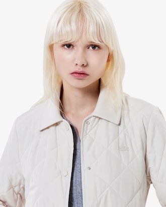 울배색 벨티드 퀼팅 점퍼