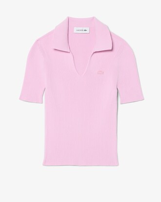 3D 립조직 오픈카라 스웨터