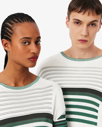 유니섹스 올오버 스트라이프 오버사이즈 니트 티셔츠