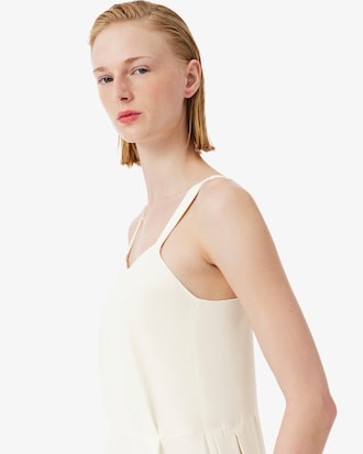 여성 언발란스 플리츠 드레이프 롱 드레스