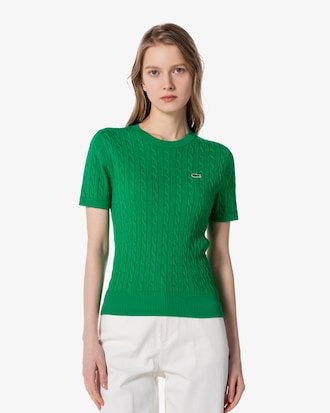 케이블 반팔 크루넥 풀오버