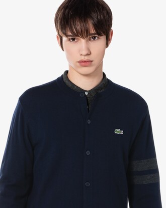 크루넥 소매팁 가디건