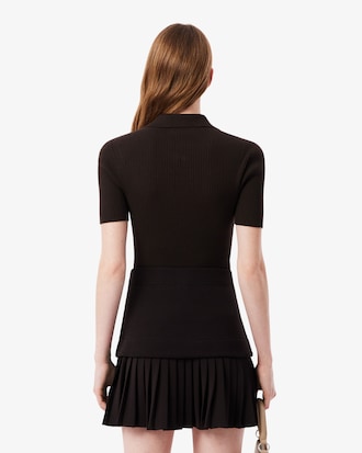 3D 립조직 오픈카라 스웨터