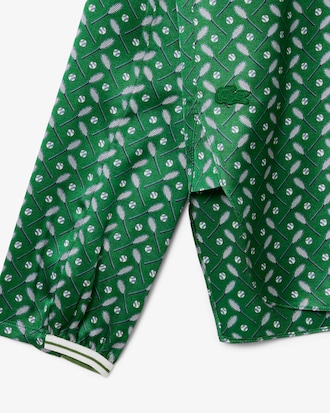 테니스 프린트 스카프 칼라 오버사이즈 블라우스