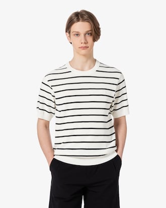 솔리드 반팔 크루넥 스웨터