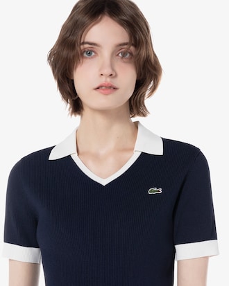 조직감 반팔 폴로 스웨터