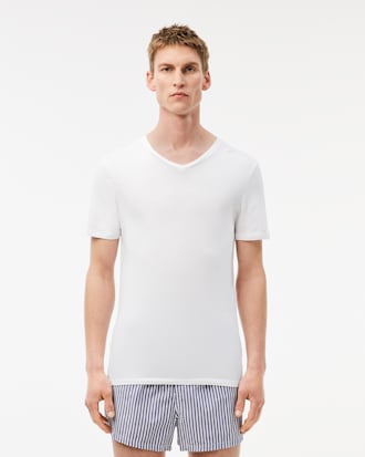 남성 슬림핏 브이넥 면 라운지 웨어 티셔츠 3PACK