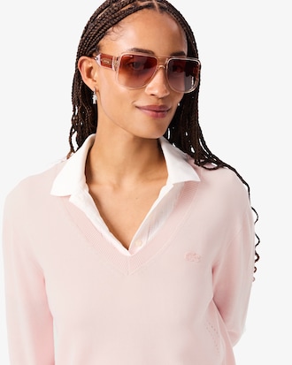 코튼 브이넥 스웨터