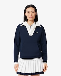 컬러 배색 반집업 스웻셔츠