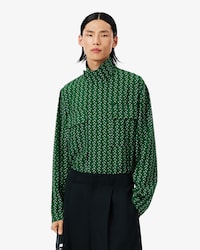 실키 새틴 하이 플랩 칼라 롱슬리브 셔츠