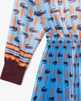 크록 패턴 새틴 드레스