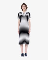 슬림핏 롱기장 피케 드레스