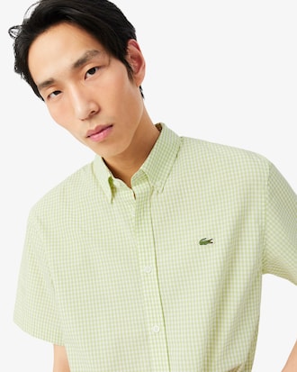 라이트 포플린 깅업 체크 반팔 셔츠