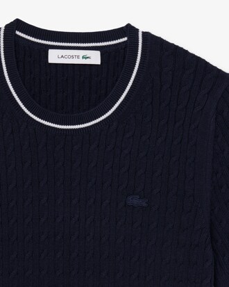 티핑 케이블 반팔 스웨터