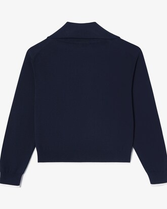 컬러티핑 윙카라 집업 스웨터