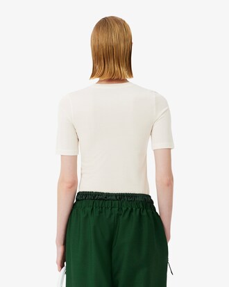 여성 실크 피케 슬림 크루넥 티셔츠