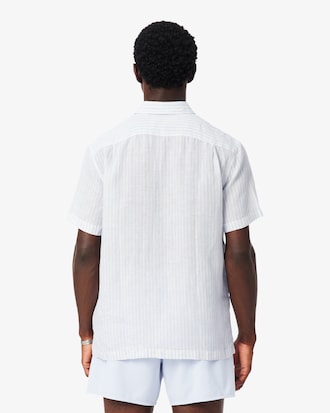 린넨 스트라이프 반팔 셔츠