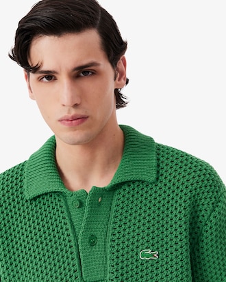 남성 스트라이프 피케 루즈핏 니트 폴로