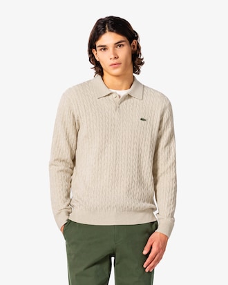 케이블 긴팔 폴로 스웨터