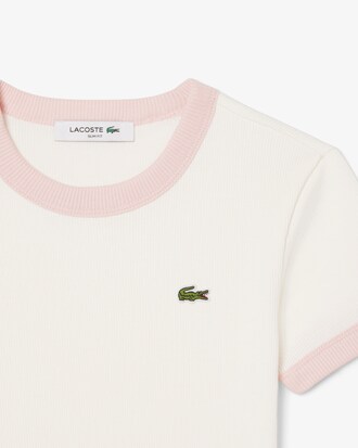 립조직 슬림핏 배색 반팔 티셔츠