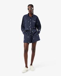 자수 포인트 스트라이프 쇼츠