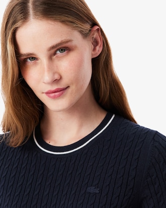 티핑 케이블 반팔 스웨터