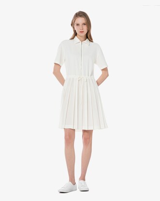 카라 반팔 우븐 드레스