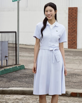 핏앤플레어 벨티드 폴로 드레스