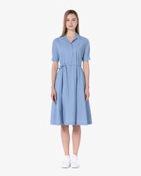 플레어 반팔 셔츠 드레스