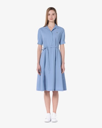 플레어 반팔 셔츠 드레스