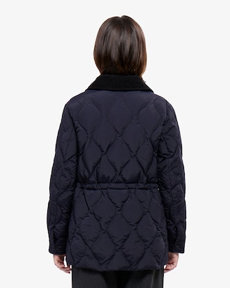 물결 퀼팅 코듀로이 카라 중힙 다운